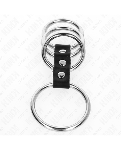 KINK 4 ANILLOS PENE METAL 37 CM A 5 CM CONECTADOS POR CUERO KINK 4 ANILLOS PENE METAL 37 CM A 5 CM CONECTADOS POR CUERO