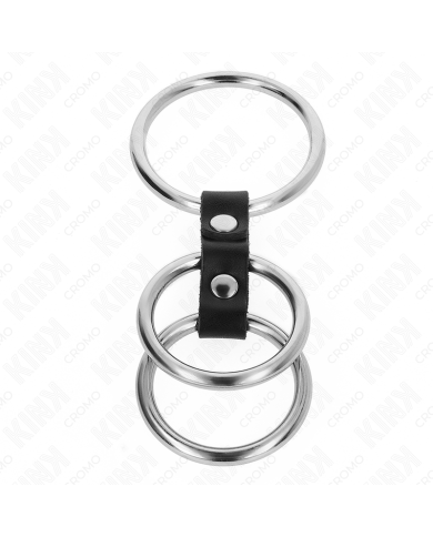 KINK ANILLO PENE TRIPLE METAL 37 CM A 5 CM CONECTADOS CON CUERO KINK ANILLO PENE TRIPLE METAL 37 CM A 5 CM CONECTADOS CON CUERO