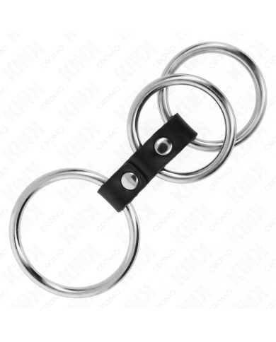 KINK ANILLO PENE TRIPLE METAL 37 CM A 5 CM CONECTADOS CON CUERO KINK ANILLO PENE TRIPLE METAL 37 CM A 5 CM CONECTADOS CON CUERO