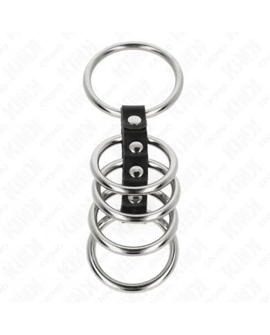 KINK 5 ANILLOS PENE 37 CM A 5 CM METAL CONECTADOS POR CUERO