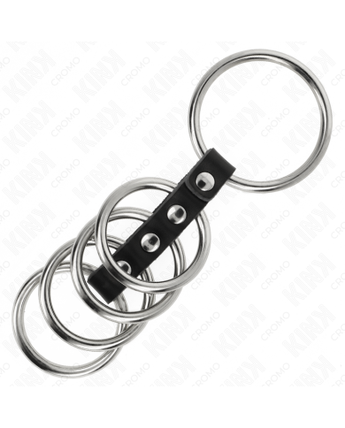 KINK 5 ANILLOS PENE 37 CM A 5 CM METAL CONECTADOS POR CUERO