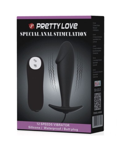 PRETTY LOVE PLUG ANAL SILICONA FORMA PENE Y 12 MODOS VIBRACION NEGRO PRETTY LOVE PLUG ANAL SILICONA FORMA PENE Y 12 MODOS VIBRACION NEGRO