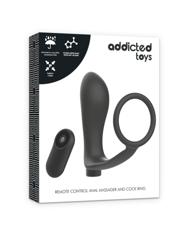 ADDICTED TOYS ANILLA PENE CON PLUG ANAL CONTROL REMOTO NEGRO RECARGABLE