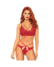 LEG AVENUE SET 2 PIEZAS CON TANGA DOBLE TIRANTA M L ROJO
