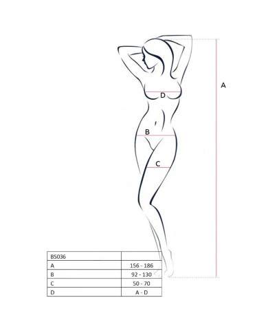 PASSION WOMAN BS036 BODYSTOCKING BLANCO TALLA UNICA