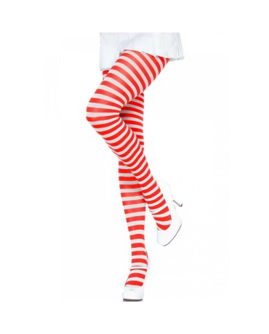 LEG AVENUE MEDIAS DE RAYAS BLANCO ROJO LEG AVENUE MEDIAS DE RAYAS BLANCO ROJO