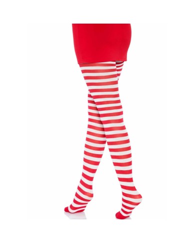 LEG AVENUE MEDIAS DE RAYAS BLANCO ROJO LEG AVENUE MEDIAS DE RAYAS BLANCO ROJO