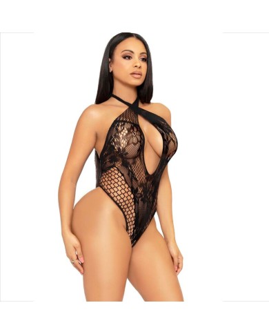 LEG AVENUE TEDDY HALTER CON ENCAJE NEGRO LEG AVENUE TEDDY HALTER CON ENCAJE NEGRO