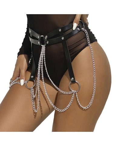 SUBBLIME CINTURON DE CADENAS ANILLAS CUERO NEGRO TALLA UNICA SUBBLIME CINTURON DE CADENAS ANILLAS CUERO NEGRO TALLA UNICA