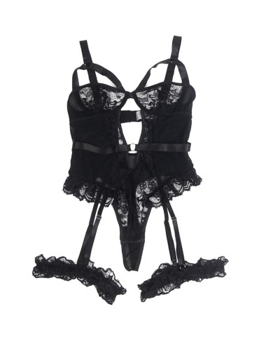 SUBBLIME TEDDY CON LIGA DETALLE ENCAJES Y TIRAS NEGRO S M