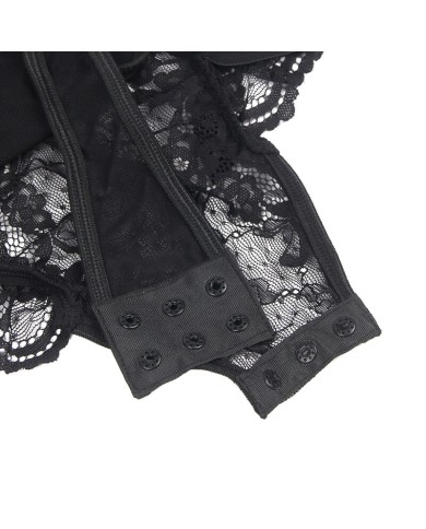 SUBBLIME TEDDY CON LIGA DETALLE ENCAJES Y TIRAS NEGRO S M