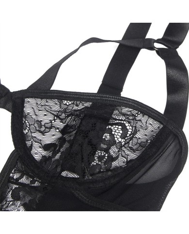 SUBBLIME TEDDY CON LIGA DETALLE ENCAJES Y TIRAS NEGRO S M