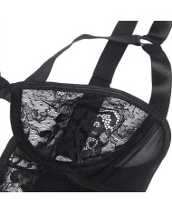 SUBBLIME TEDDY CON LIGA DETALLE ENCAJES Y TIRAS NEGRO S M