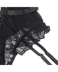 SUBBLIME TEDDY CON LIGA DETALLE ENCAJES Y TIRAS NEGRO S M