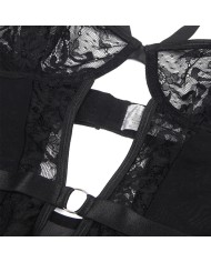 SUBBLIME TEDDY CON LIGA DETALLE ENCAJES Y TIRAS NEGRO S M