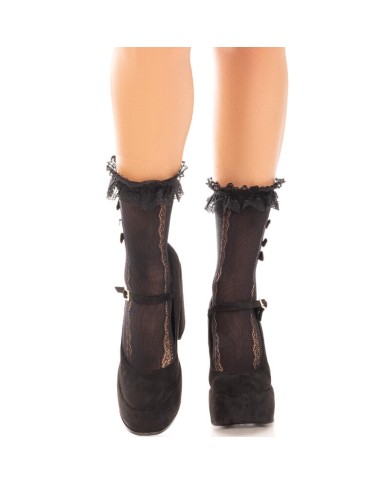 LEG AVENUE MEDIAS TOBILLERAS CON VOLANTES NEGRO LEG AVENUE MEDIAS TOBILLERAS CON VOLANTES NEGRO