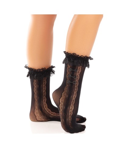 LEG AVENUE MEDIAS TOBILLERAS CON VOLANTES NEGRO LEG AVENUE MEDIAS TOBILLERAS CON VOLANTES NEGRO