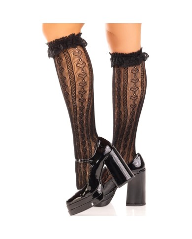LEG AVENUE MEDIAS HASTA LA RODILLA CON VOLANTES NEGRO LEG AVENUE MEDIAS HASTA LA RODILLA CON VOLANTES NEGRO
