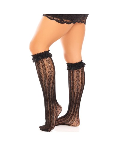 LEG AVENUE MEDIAS HASTA LA RODILLA CON VOLANTES NEGRO LEG AVENUE MEDIAS HASTA LA RODILLA CON VOLANTES NEGRO