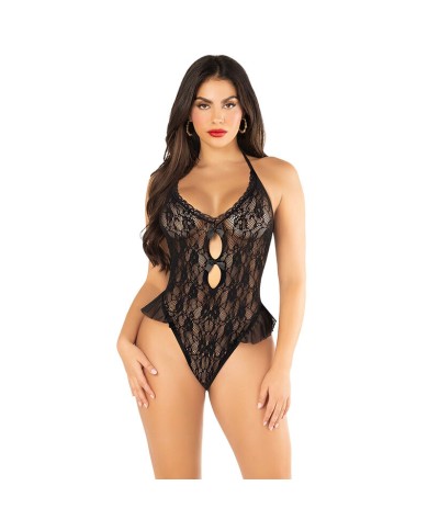 LEG AVENUE BODY CON LAZOS Y VOLANTES NEGRO TALLA UNICA LEG AVENUE BODY CON LAZOS Y VOLANTES NEGRO TALLA UNICA