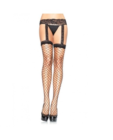 LEG AVENUE MEDIAS DE RED CON LIGUERO DE ENCAJE NEGRO LEG AVENUE MEDIAS DE RED CON LIGUERO DE ENCAJE NEGRO