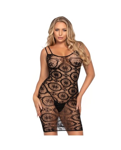 LEG AVENUE MINI VESTIDO DE GANCHILLO NEGRO LEG AVENUE MINI VESTIDO DE GANCHILLO NEGRO