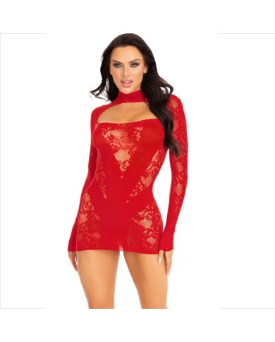 LEG AVENUE MINI VESTIDO DE ENCAJE CON MANGA LARGA ROJO LEG AVENUE MINI VESTIDO DE ENCAJE CON MANGA LARGA ROJO