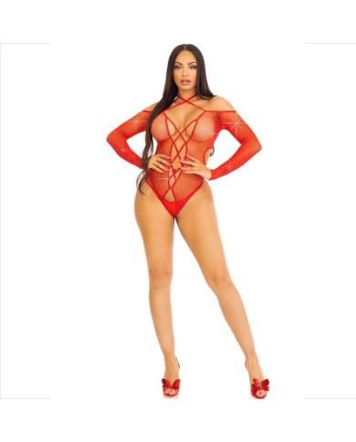 LEG AVENUE BODY CROTCHLESS CON BRILLO ROJO LEG AVENUE BODY CROTCHLESS CON BRILLO ROJO
