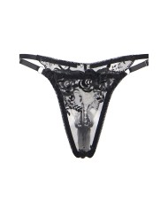 SUBBLIME SET DE 3 PIEZAS SUJETADOR TANGA LIGA ESTAMPADO FLORAL NEGRO S M
