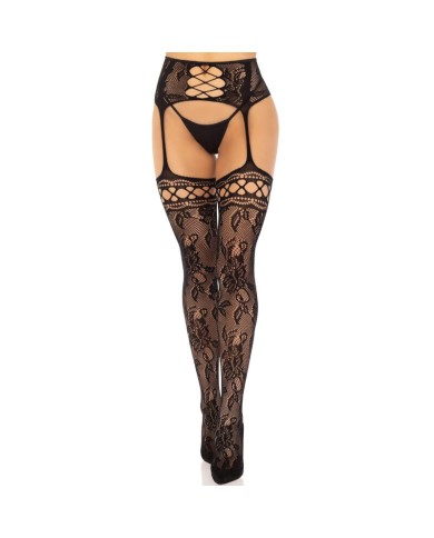 LEG AVENUE MEDIAS DE LIGUERO ENCAJE FLORAL NEGRO LEG AVENUE MEDIAS DE LIGUERO ENCAJE FLORAL NEGRO