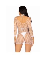 LEG AVENUE VESTIDO DE REJILLA MANGA LARGA BLANCO TALLA UNICA