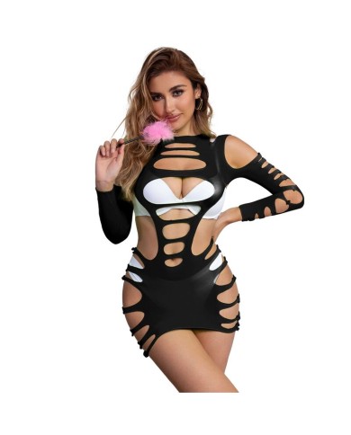 SUBBLIME 952266 VESTIDO DE REJILLA ELASTICO MANGA LARGA NEGRO TALLA UNICA SUBBLIME 952266 VESTIDO DE REJILLA ELASTICO MANGA LARGA NEGRO TALLA UNICA