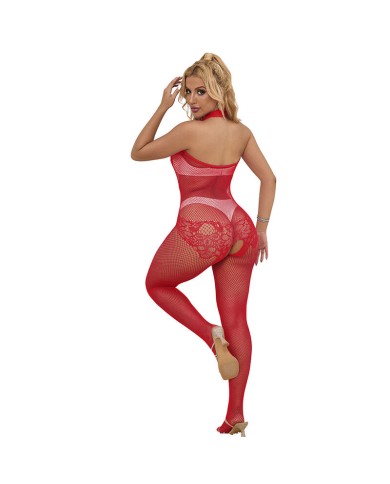 SUBBLIME 952372 BODYSTOCKING CROTCHLESS DE REJILLA Y ENCAJE CON CUELLO ALTO ROJO TALLA UNICA SUBBLIME 952372 BODYSTOCKING CROTCHLESS DE REJILLA Y ENCAJE CON CUELLO ALTO ROJO TALLA UNICA