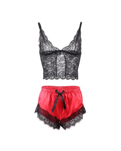 SUBBLIME 953959 PIJAMA SEXY SATEN Y ENCAJE NEGRO ROJO S M SUBBLIME 953959 PIJAMA SEXY SATEN Y ENCAJE NEGRO ROJO S M