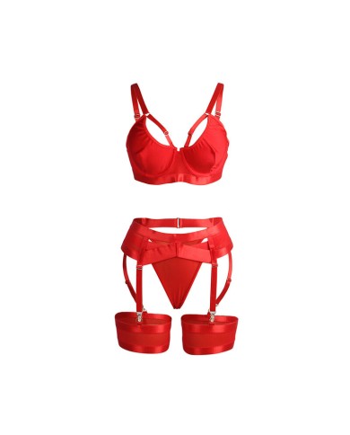 SUBBLIME 955250 SET SUJETADOR CON LIGUERO BONDAGE ROJO S M
