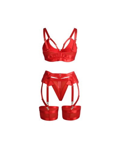 SUBBLIME 955250 SET SUJETADOR CON LIGUERO BONDAGE ROJO S M