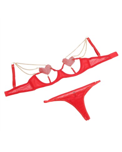 SUBBLIME 955526 CONJUNTO SUJETADOR CON CADENAS Y CORAZON DE MALLA ROJO L XL SUBBLIME 955526 CONJUNTO SUJETADOR CON CADENAS Y CORAZON DE MALLA ROJO L XL