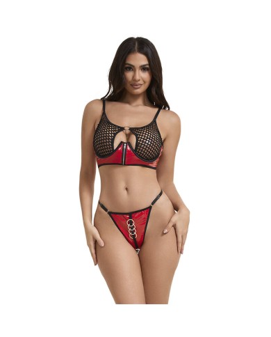 SUBBLIME 955540 CONJUNTO SUJETADOR CON CREMALLERA DE MALLA DE CHAROL ROJO L XL SUBBLIME 955540 CONJUNTO SUJETADOR CON CREMALLERA DE MALLA DE CHAROL ROJO L XL