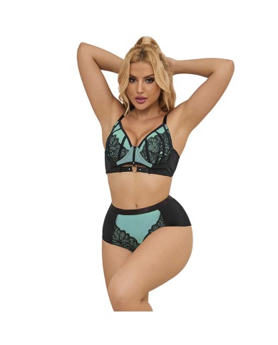 SUBBLIME 955564 CONJUNTO SUJETADOR CON CREMALLERA DE MALLA DE CHAROL VERDE L XL SUBBLIME 955564 CONJUNTO SUJETADOR CON CREMALLERA DE MALLA DE CHAROL VERDE L XL