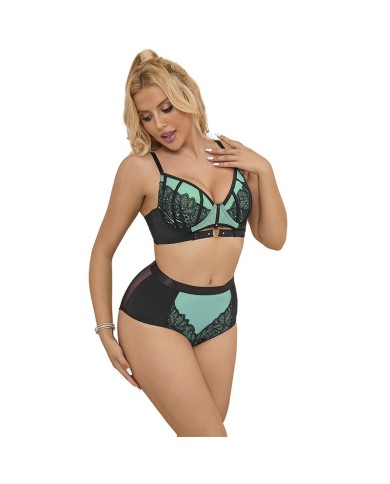 SUBBLIME 955564 CONJUNTO SUJETADOR CON CREMALLERA DE MALLA DE CHAROL VERDE L XL SUBBLIME 955564 CONJUNTO SUJETADOR CON CREMALLERA DE MALLA DE CHAROL VERDE L XL