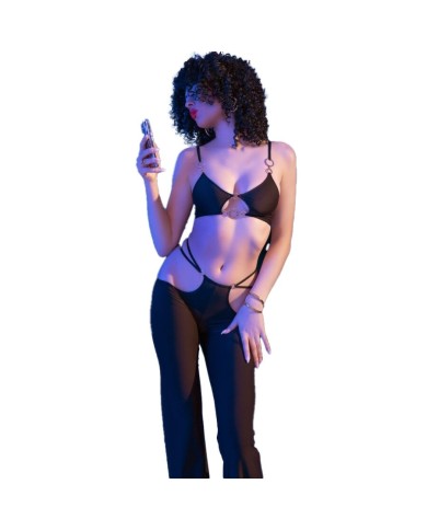 CHILIROSE CR 4851 SET TOP NEGRO Y LEGGINS CON COMPLEMENTOS DORADOS CHILIROSE CR 4851 SET TOP NEGRO Y LEGGINS CON COMPLEMENTOS DORADOS
