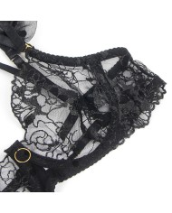 SUBBLIME 957483 CONJUNTO SUJETADOR Y LIGA DE ENCAJE NEGRO S M