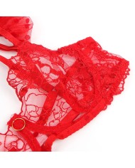 SUBBLIME 957506 CONJUNTO SUJETADOR Y LIGA DE ENCAJE ROJO S M