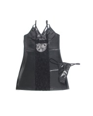 SUBBLIME 957520 VESTIDO DE CUERO CON ENCAJE FLORAL NEGRO S M