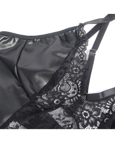 SUBBLIME 957520 VESTIDO DE CUERO CON ENCAJE FLORAL NEGRO S M