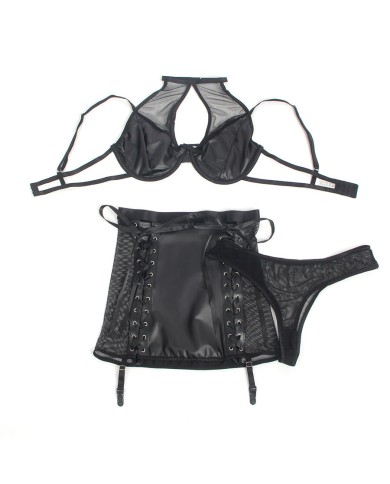 SUBBLIME 957582 CONJUNTO SUJETADOR Y FALDA DE CUERO NEGRO S M SUBBLIME 957582 CONJUNTO SUJETADOR Y FALDA DE CUERO NEGRO S M