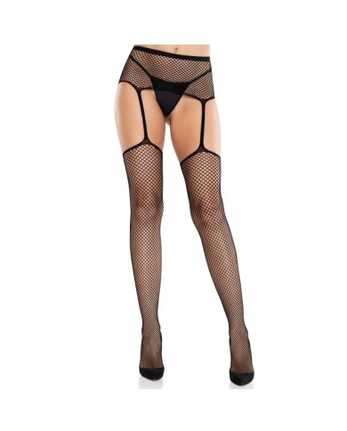 LEG AVENUE MEDIAS DE ENCAJE CON CRUZ Y PORTALIGAS NEGRO LEG AVENUE MEDIAS DE ENCAJE CON CRUZ Y PORTALIGAS NEGRO