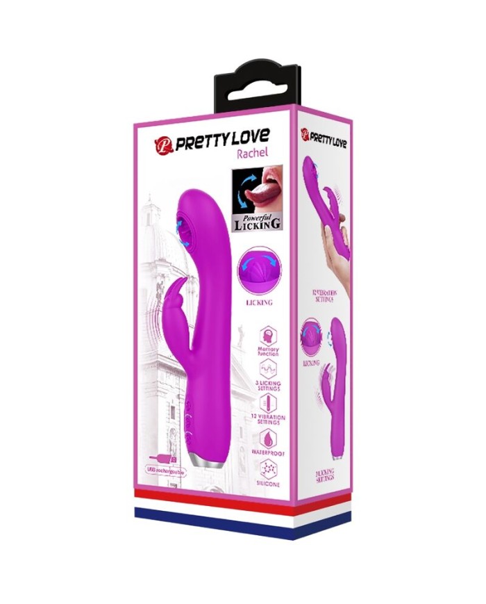 PRETTY LOVE RACHEL VIBRADOR RECARGABLE CON SUCCIONADOR MORADO