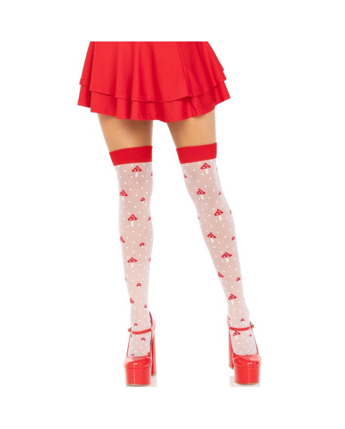 LEG AVENUE CALCETINES ALTOS CHAMPINONES ROJO BLANCO