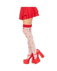 LEG AVENUE CALCETINES ALTOS CHAMPINONES ROJO BLANCO